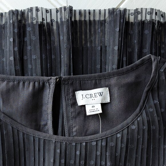 NWT J. CREW Pleated Flock-Dot Puff-Sleeve Dress SZ 8 - Picture 11 of 15